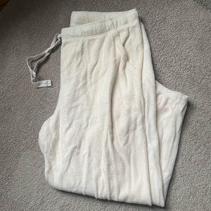 Aerie fleece/sherpa cream pajama pants/joggers, size XXL, tie waist